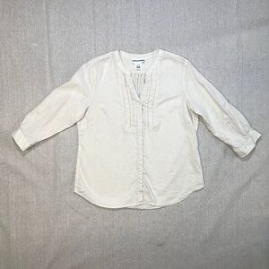 Cathy Daniels | Oatmeal Linen Blend Top | Large